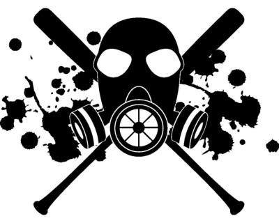 Gasmaske mit Baseballschlgern Wandtattoo - Ansicht 1