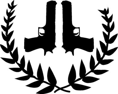 Pistolen mit Lorbeerkranz Wandtattoo - Ansicht 1