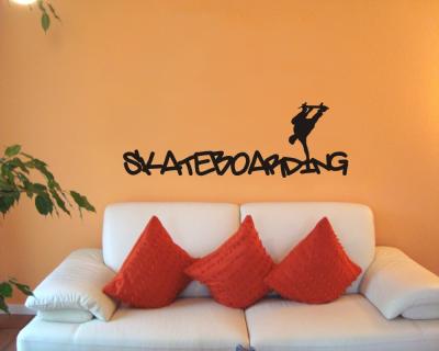 Wandtattoo Schriftzug Skateboarding