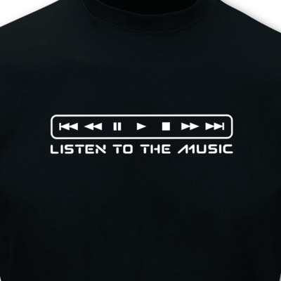 T-Shirt Listen to the Music schwarz/weiß L Sonderangebot