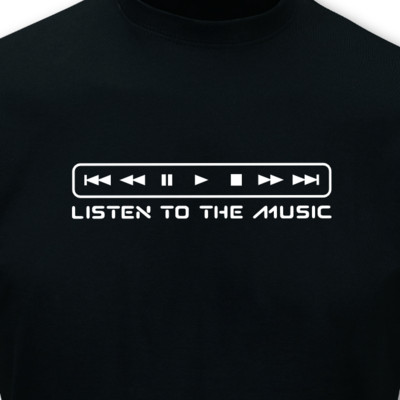T-Shirt Listen to the Music schwarz/wei L Sonderangebot