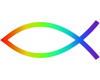 Aufkleber Christenfisch Regenbogen Fisch Gott Symbol ICHTHYS