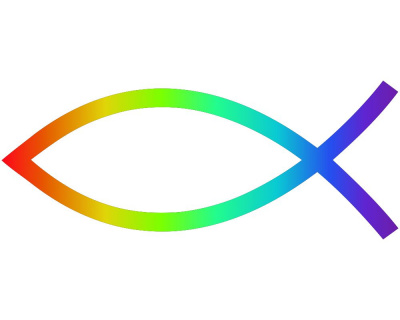 Aufkleber Christenfisch Regenbogen Fisch Gott Symbol ICHTHYS