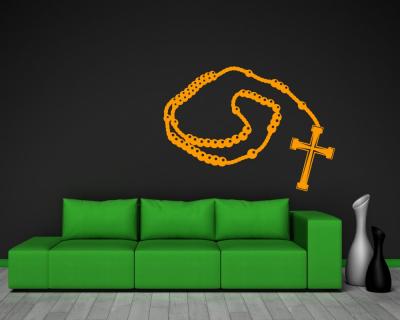 Rosenkranz mit Kreuz Wandtattoo