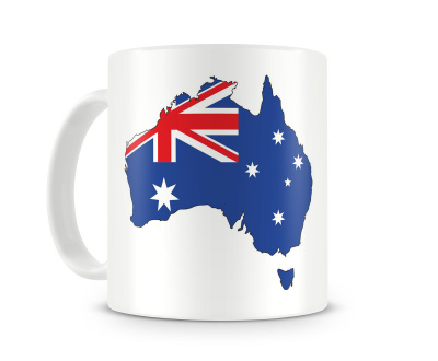 Tasse mit Australien in Nationalfarben Tasse