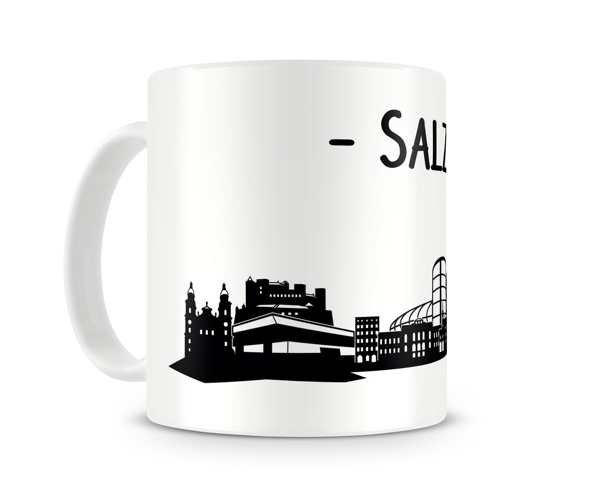 Tasse 'Rostock Skyline', Schwarz, 300 Ml, Höhe 95 Mm – Spülmaschinenfest, Geschenkidee