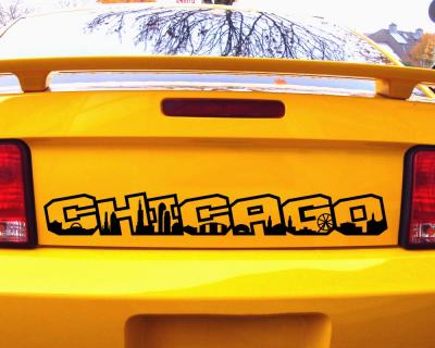Chicago Schriftzug Skyline Aufkleber