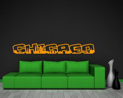 Chicago Schriftzug Skyline Wandtattoo
