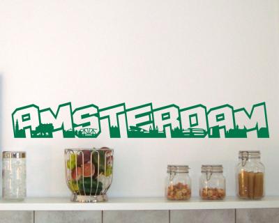 Amsterdam Schriftzug Skyline Wandtattoo