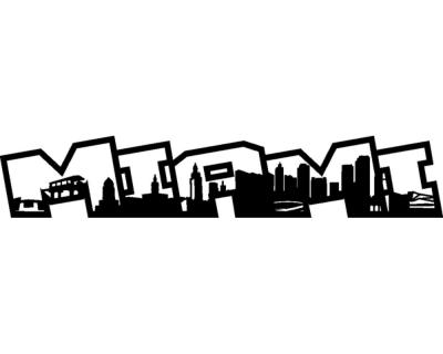 Miami Schriftzug Skyline Wandtattoo