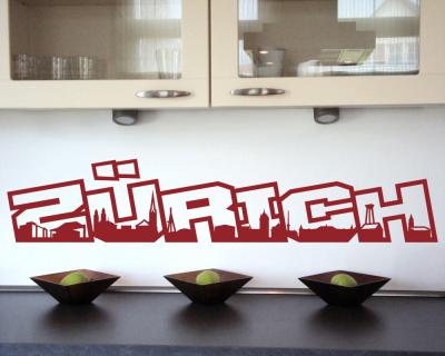 Zrich Schriftzug Skyline Wandtattoo - Ansicht 2
