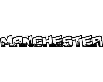 Manchester Schriftzug Skyline Aufkleber