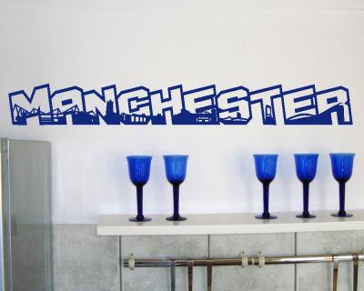 Manchester Schriftzug Skyline Wandtattoo - Ansicht 3