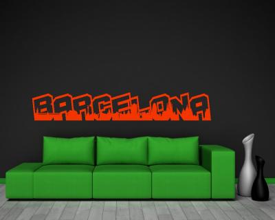 Barcelona Schriftzug Skyline Wandtattoo