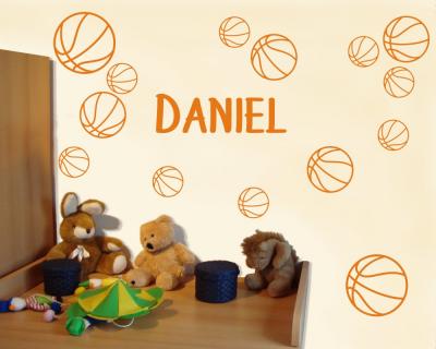 Basketball Set mit Namen Wandtattoo - Ansicht 2