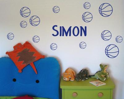 Basketball Set mit Namen Wandtattoo - Ansicht 3