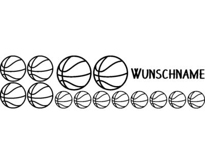 Basketball Set mit Namen Wandtattoo Wandtattoo
