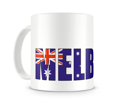 Tasse mit Melbourne Schriftzug