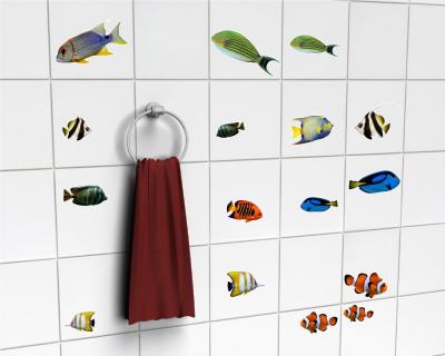 22-teiliges Fischaufkleber Set