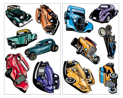 12 Hot Rod Set Wandtattoo