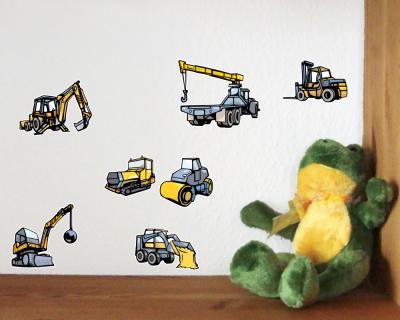 16-teiliges Bagger und Baumaschinen Set Wandtattoo - Ansicht 3