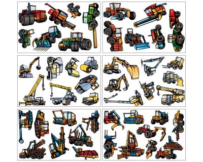 46-teiliges Traktor/Maschinen Riesen Wandtattoo Set Wandtattoo