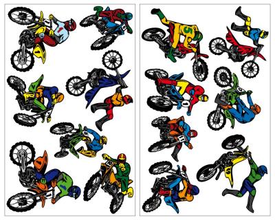 14-teiliges Motocross Wandtattoo Set