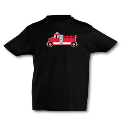 Kinder T-Shirt Feuerwehrauto schwarz Größe 86-94