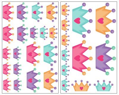 31-teiliges Bunte Kronen Wandtattoo Set