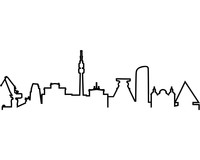 Wandtattoo Skyline Kontur deutscher und internatinaler Stdte Wandtattoo Modellnummer  schwarz