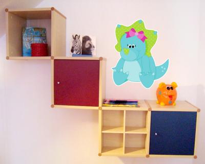 Buntes Wandtattoo Dino  Triceratops 