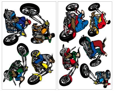 9-teiliges Chopper Motorrad Wandtattoo Set