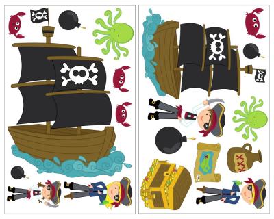 19-teiliges Piraten Wandtattoo Set