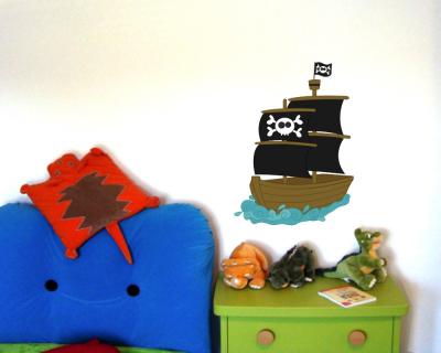 Buntes Wandtattoo  Piratenschiff 