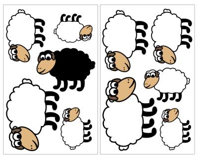 10-teiliges Süße Schafe Wandtattoo Set