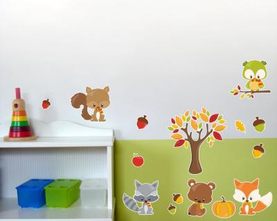 24-teiliges Herbst Tiere Set Wandtattoo - Ansicht 2