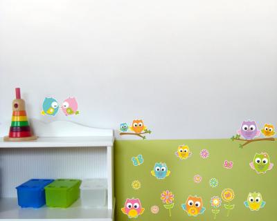 16-teiliges Baby Eulen Set Wandtattoo - Ansicht 3