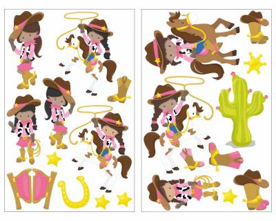 21-teiliges Cowgirls Set Wandtattoo