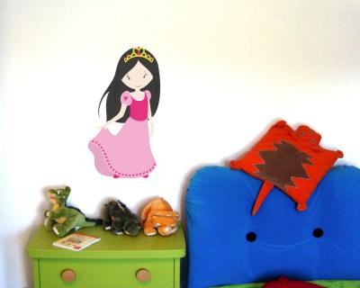 Buntes Wandtattoo  Niedliche Prinzessin 