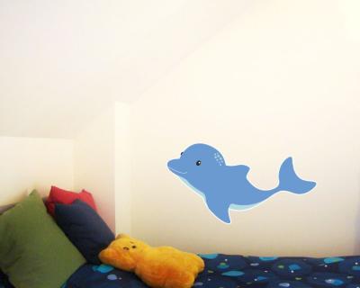 Buntes Wandtattoo  Delfin 