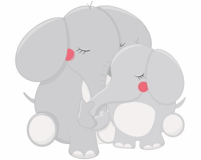 Buntes Wandtattoo "Kuschelnde Elefanten"
