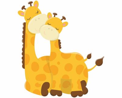Buntes Wandtattoo "Kuschelnde Giraffen"