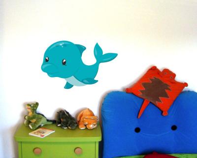 Buntes Wandtattoo  Niedlicher Delfin 