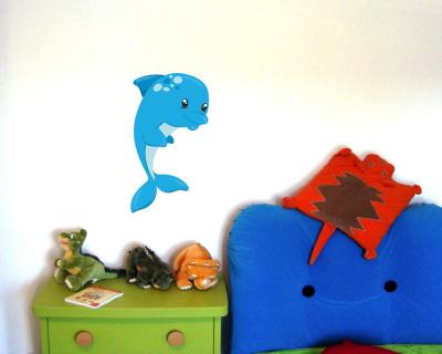 Buntes Wandtattoo  Baby Delfin 
