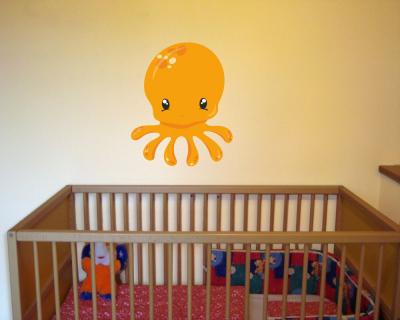 Buntes Wandtattoo  Baby Krake 