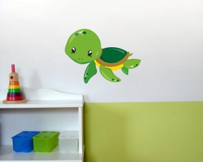 Buntes Wandtattoo  Baby Schildkrte 