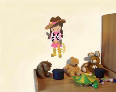 Buntes Wandtattoo  Cowgirl 