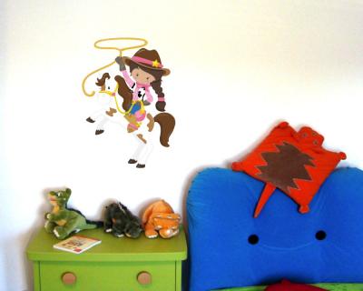 Buntes Wandtattoo  Cowgirl Lasso 