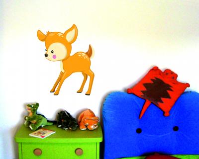 Buntes Wandtattoo  Baby Rehkitz 