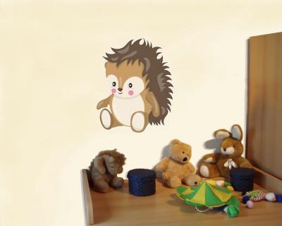 Buntes Wandtattoo  Baby Igel 
